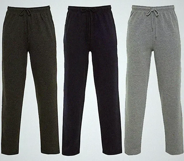 HERREN Jogginghose unten offener Saum Sport Sweathose Reißverschlusstaschen Freizeit Uni Hose