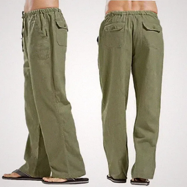 ⭐Herren Jogginghosen Leinenhose Stoffhose Freizeit Sommer Kordelzug Lose Fitness