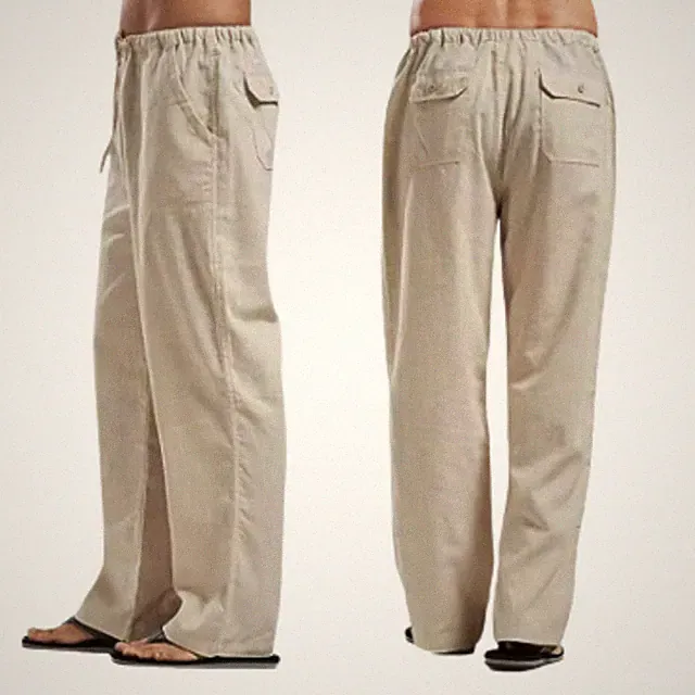 Herren Jogginghosen Leinenhose Stoffhose Freizeit Sommer Kordelzug Lose Fitness