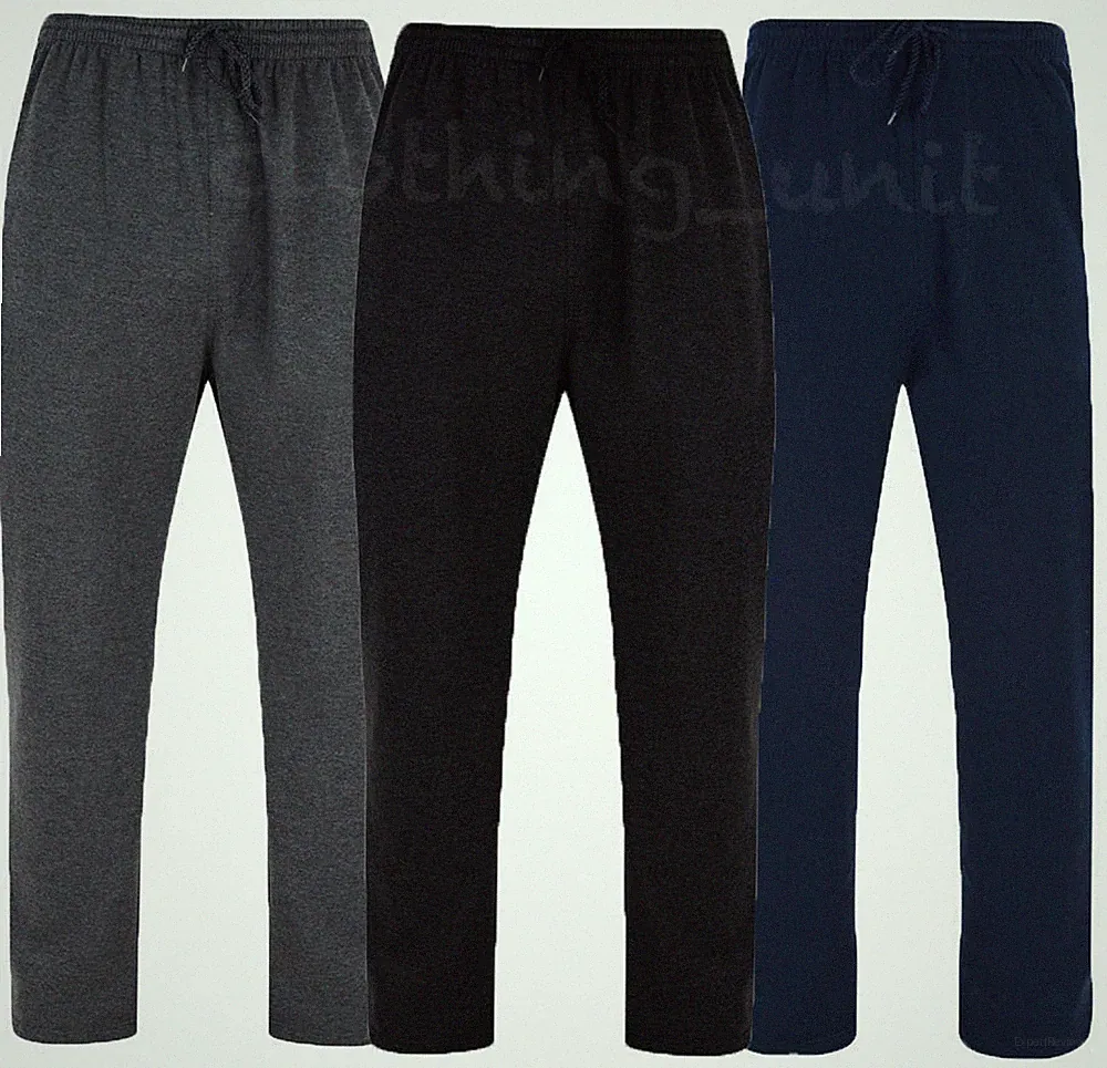 Herren KAM große Größen Jogginghose Hose Unterteil offener Saum kurzes oder normales Bein 2-8XL