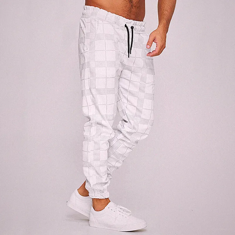 Herren Kariert Hose SPORTS Fitness Jogginghose Slim Joggen Lang Hose
