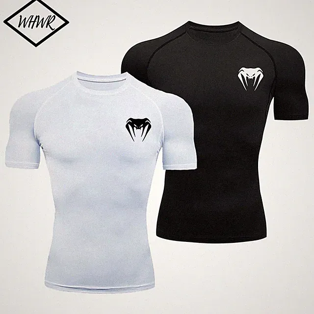 Herren Kompressions T-Shirt Kurzarm Schnelltrocknend Fitness Laufen Training Oberteil