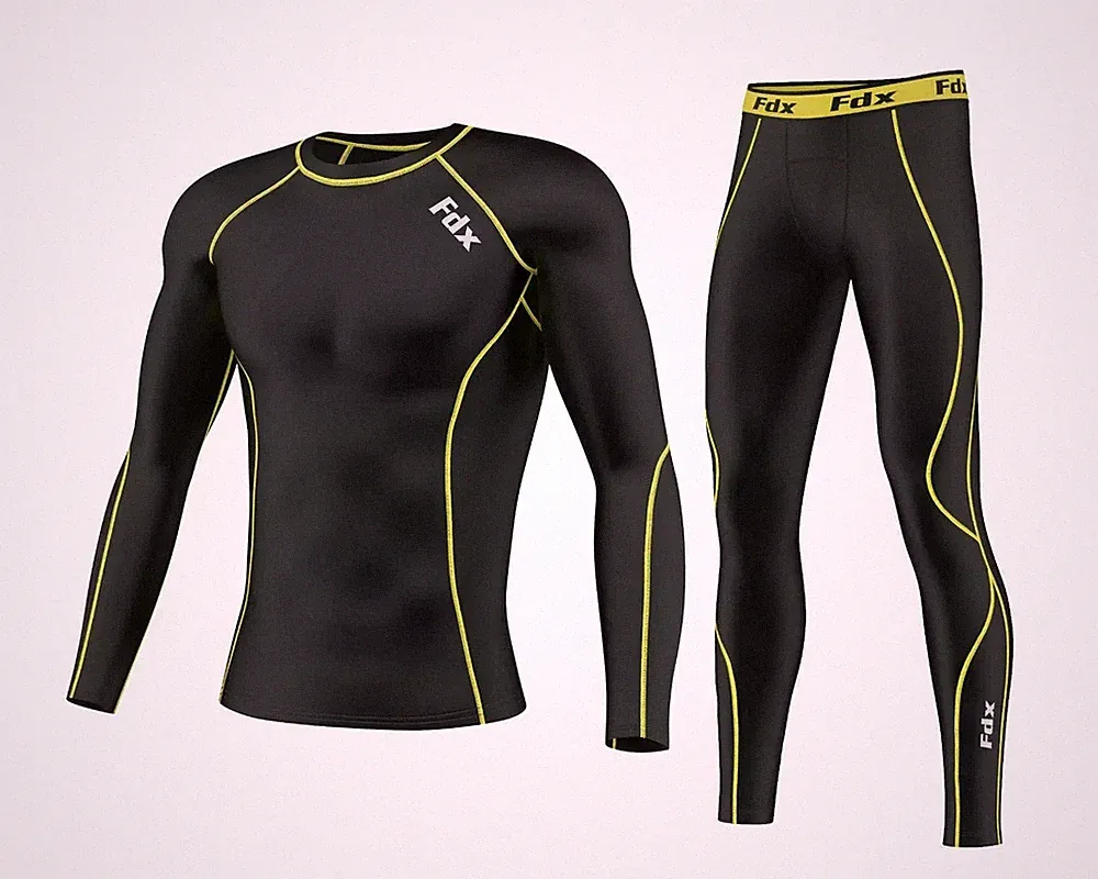 Herren Kompressionsrüstung Basisschicht Oberteil Thermo Haut Passform Shirt + Leggings Set UK