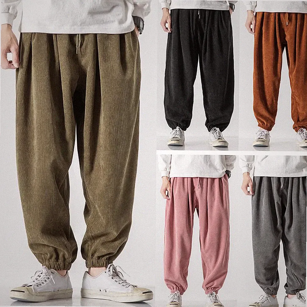 Herren Kord Cargo Kleid Hosen Baggy Arbeitskleidung Jogginghose Sportbekleidung