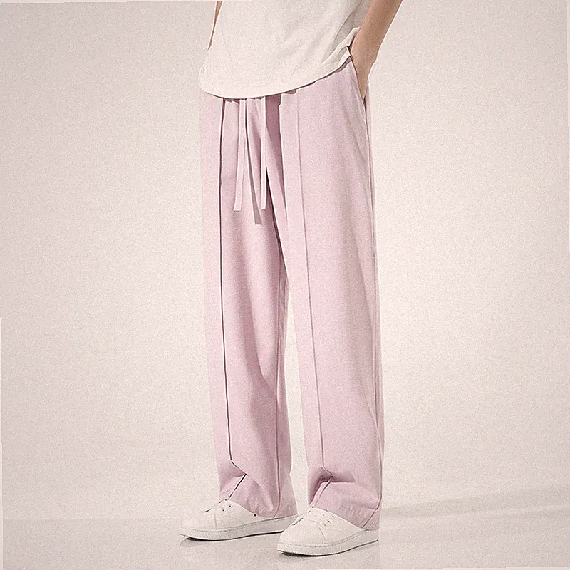 Herren Kung Fu Freizeithose Schnürbund Elastisch Gerade Jogginghose