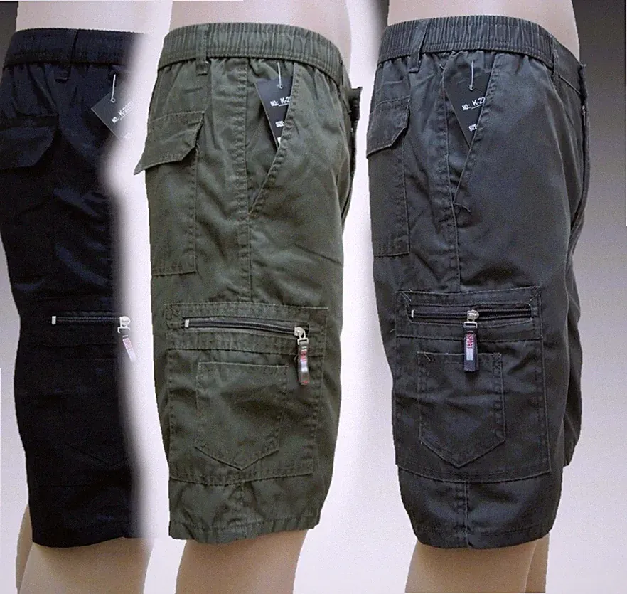 Herren Kurze #Cargo-Hose Sommerhose Bermuda-Hose #Cargo-Shorts Dehnbund K11 2259
