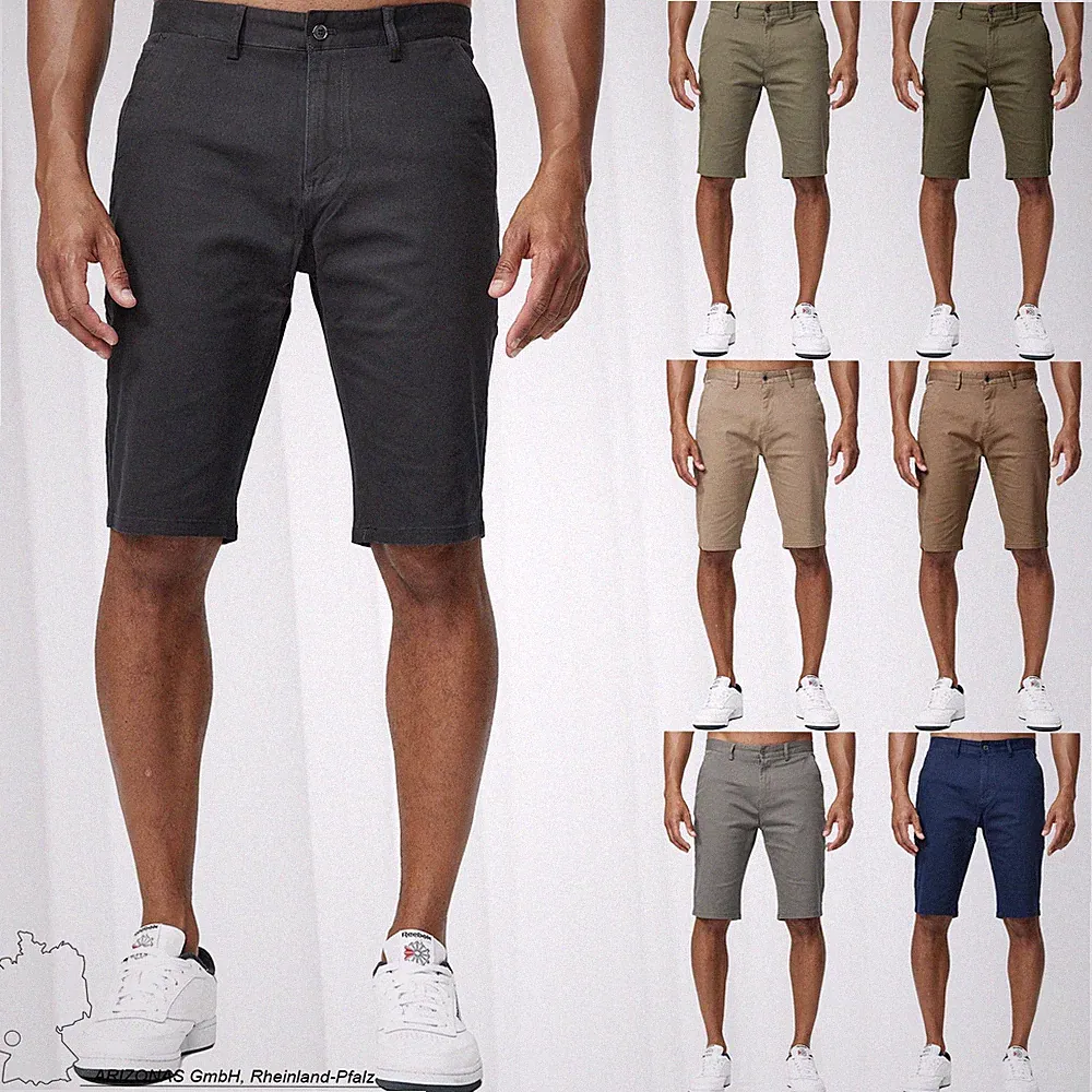 Herren Kurze Chino Shorts Hose Basic Stretch Pants Freizeit Trousers Regular