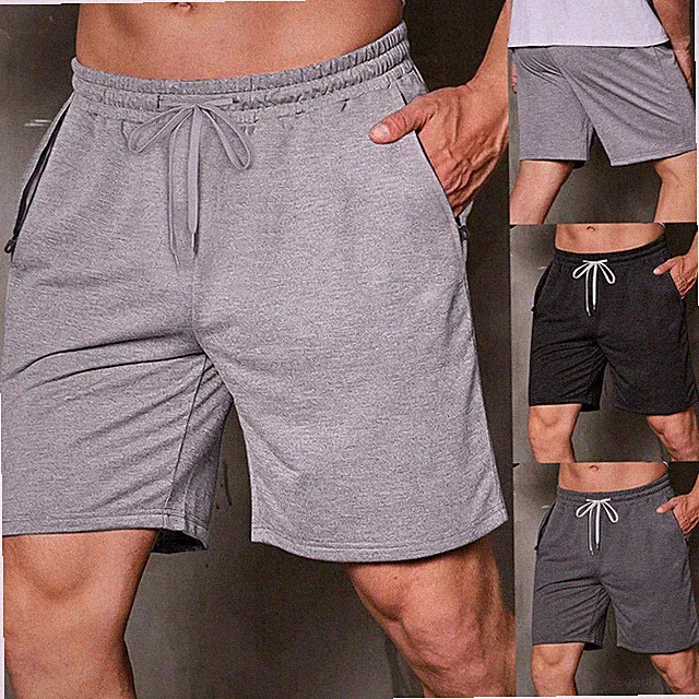 Herren Kurzhose Shorts Kurze mit Zip Taschen Fitness Jogging Bermudas Sporthose