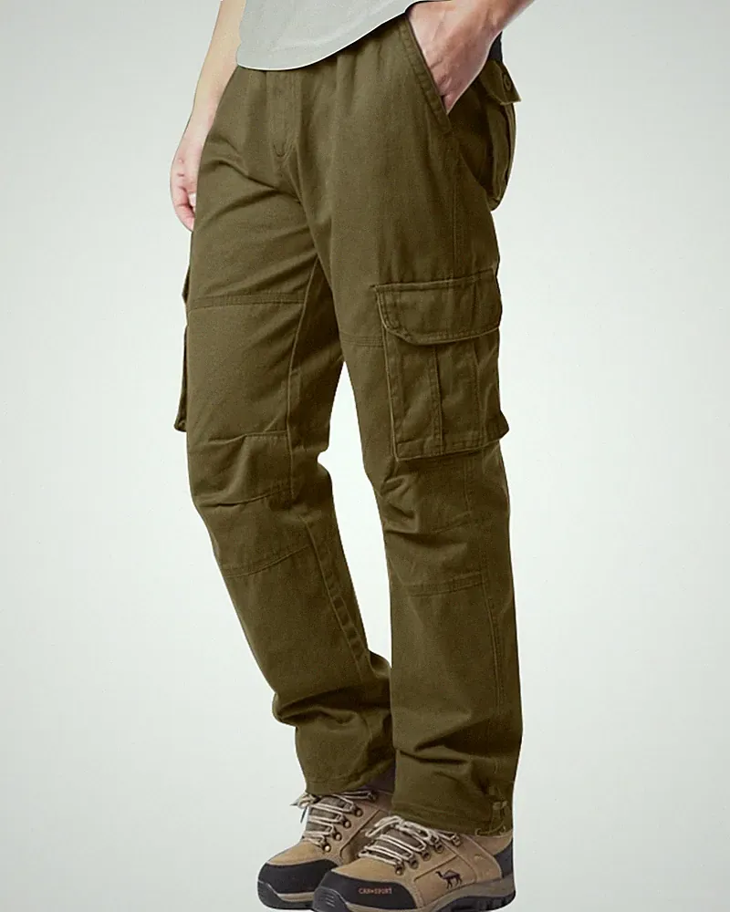 Herren Lang Cargo Jogginghose Khaki L