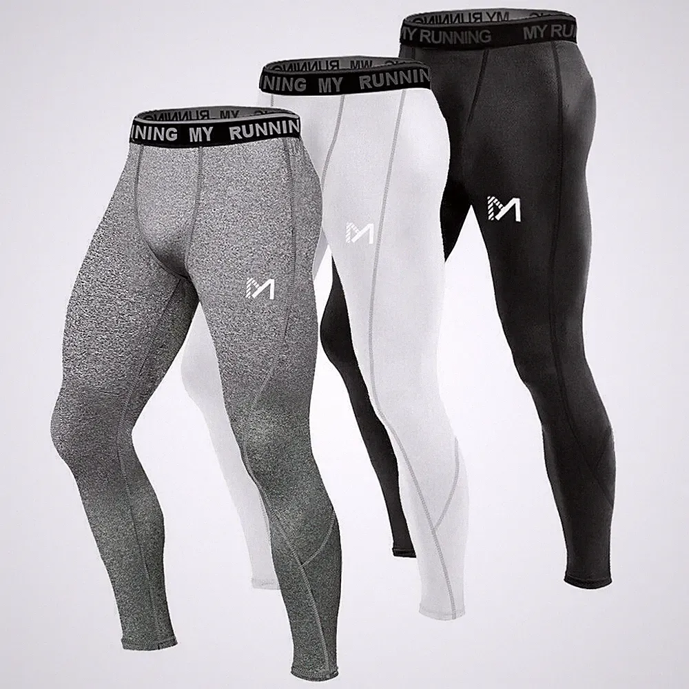 Herren Leggins Kompressions Laufhose Tights Training Fitness Lang Sporthose Hose
