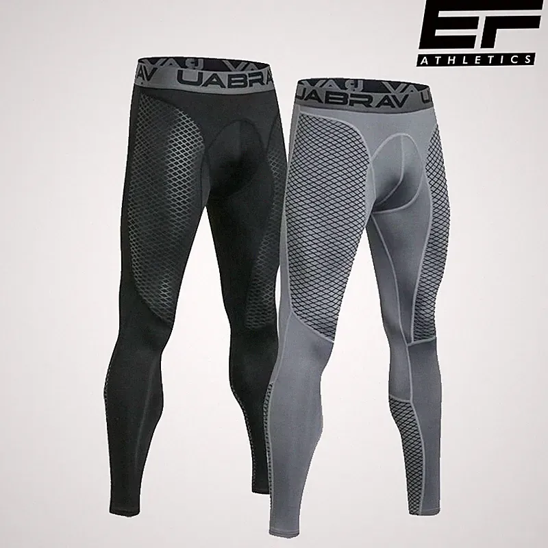 Herren Leggins Leggings Kompressions Hose Laufhose Tights Fitness lang schwarz