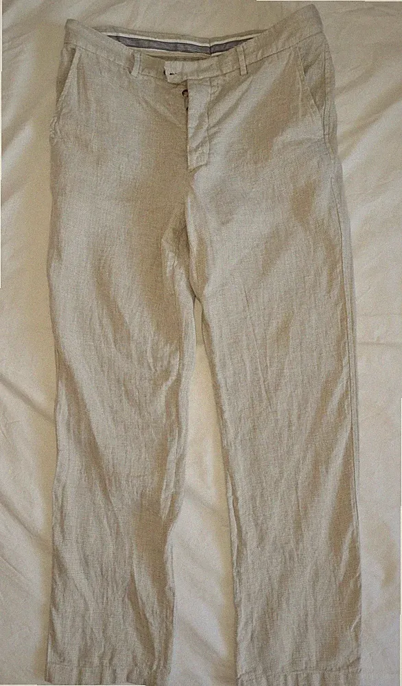 Herren Leinenhose - Designer Hose "Capritouch"- Made in Italy - Gr. XL/52, Beige