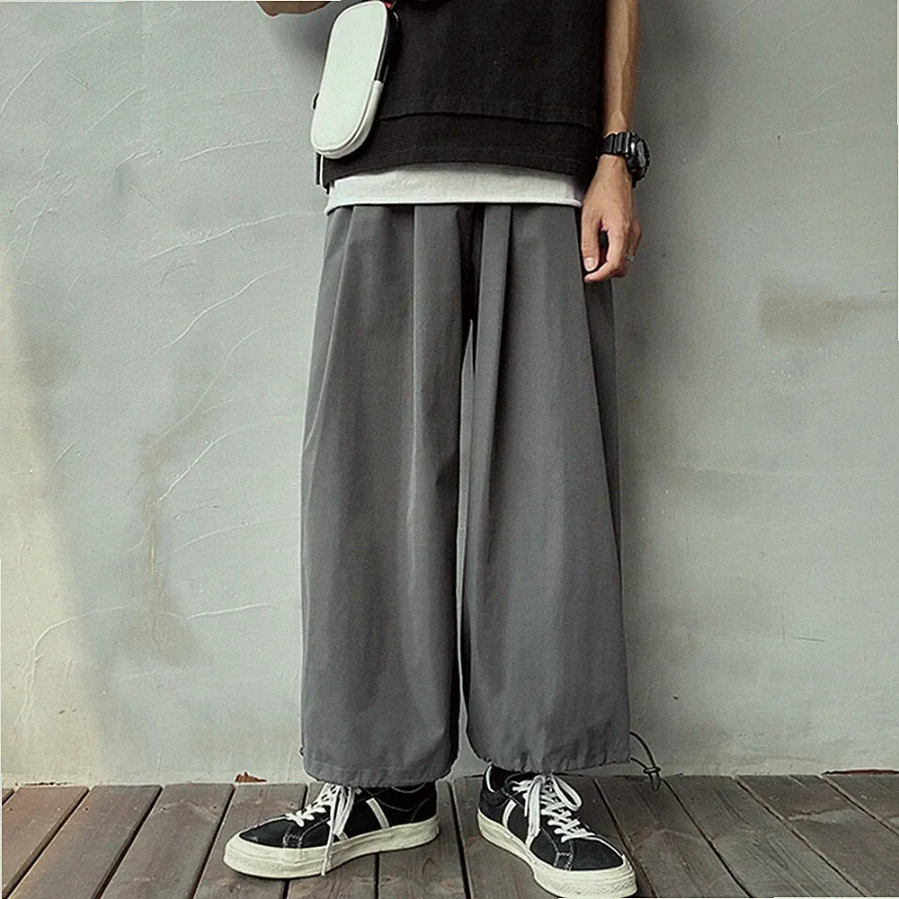 Herren Locker Capri Hose Kordelzug Gummibund Konisch Jogginghose Weites Bein