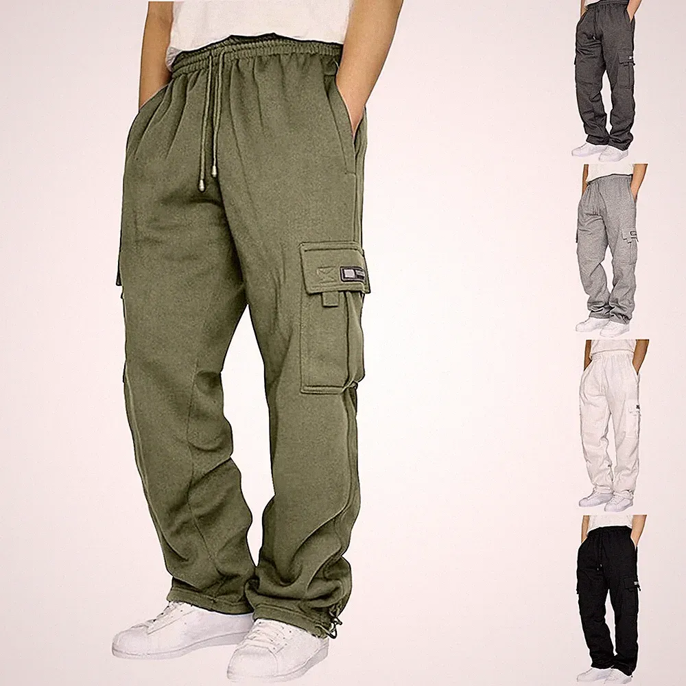 Herren Lockere Cargo Jogginghose Sporthose Kordelzug mit Streetwear Look
