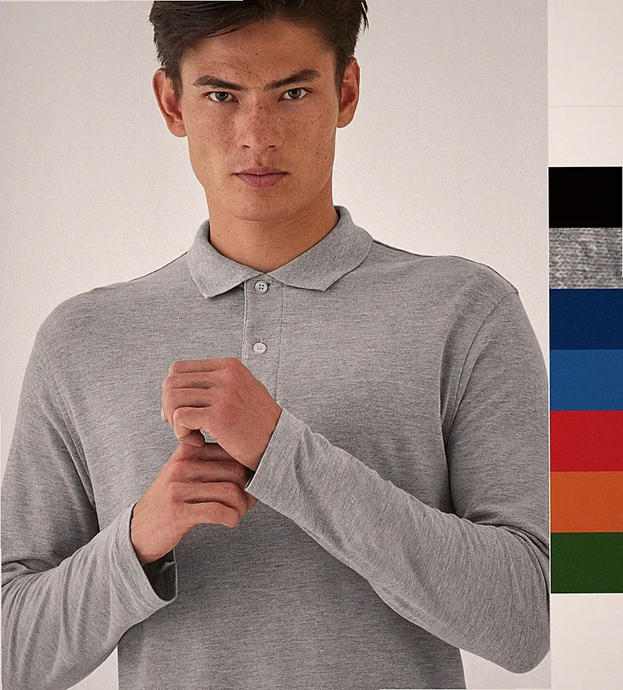 Herren Longsleeve Poloshirt B&C Baumwolle Regular Fit XS - 4XL ID.001 PUI12 NEU