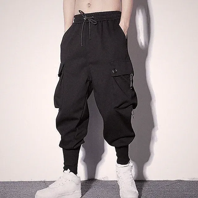 Herren Loose Fit Jogginghose für Haremshose Cargotaschen Streetwear Hose
