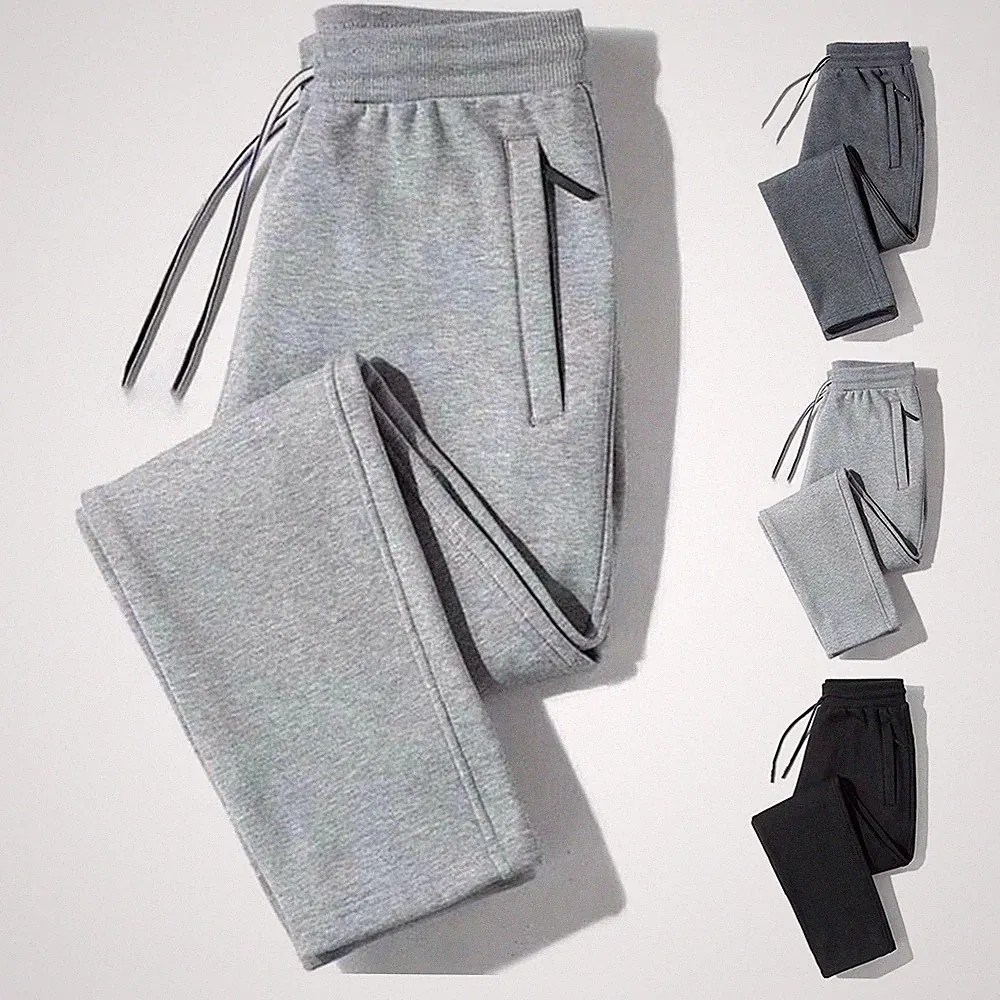 Herren Loose Fit Jogginghose mit Gummibund Kordelzug und Reißverschlusstaschen
