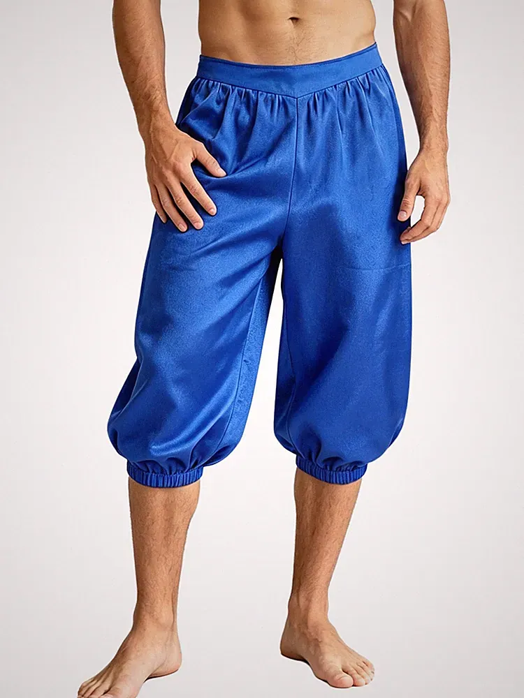 Herren Lose Karneval Jogginghose Seidig Unterteile Rave Hose Halloween Capri