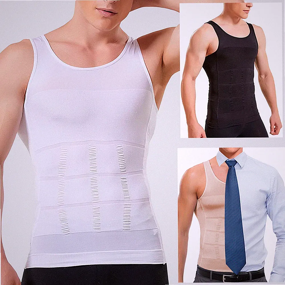 Herren Mieder Unterhemd Body Shaper Bauchweg Shirt Kompression Korsett Abnehmen