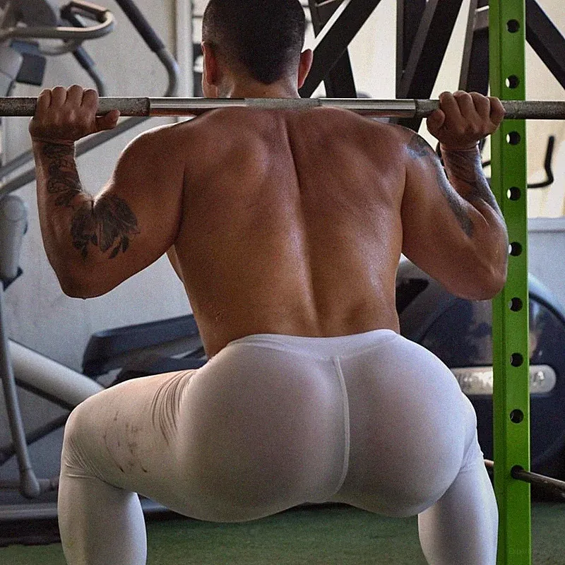 Herren Nylon-Leggings Lange Unterwäsche Ultra-dünn durchsichtig atmungsaktiv DE