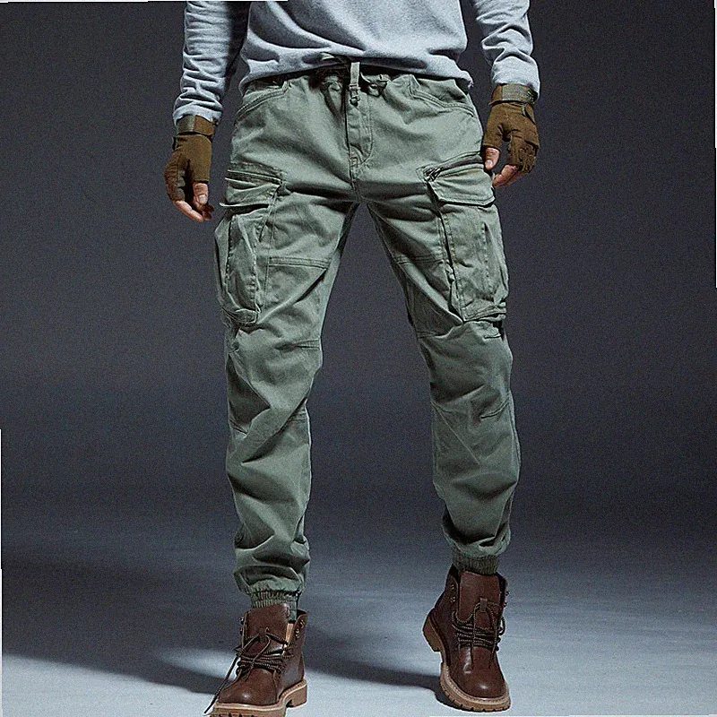 Herren Outdoor Cargo Pants Jogginghose Cotton Chino Tapered Ankle Freizeithose