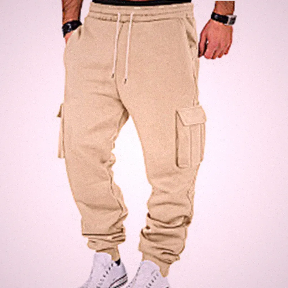 Herren Outdoor Sport dicke Fleece gefütterte Jogginghose Cargohose mit