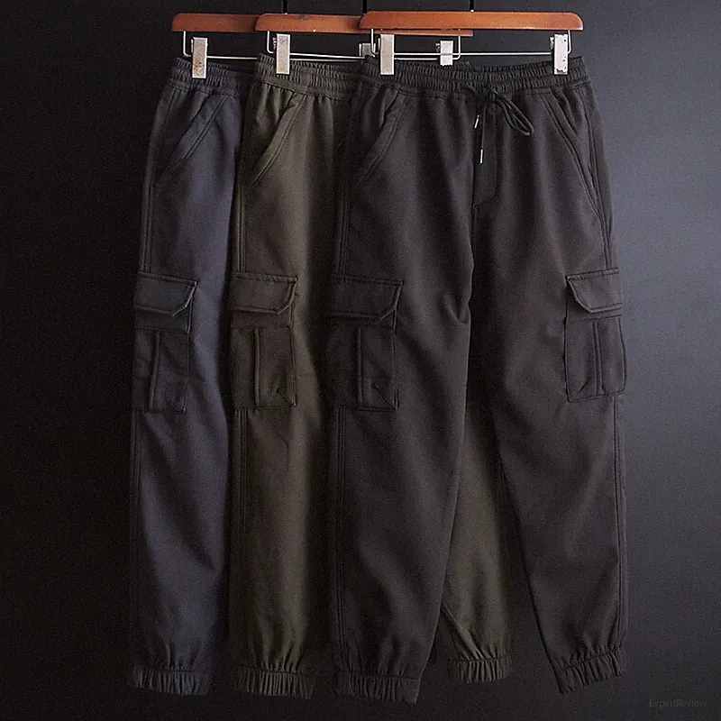 Herren Outdoor Sport Innen Samt Thermo Hose Taschen Cargo Jogginghose