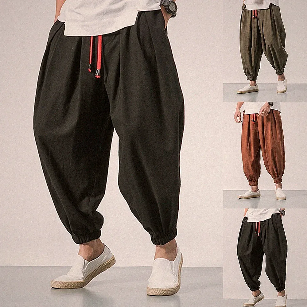 Herren Oversize Freizeit Jogginghose Haremsstil Loose Fit Volle Länge Hose
