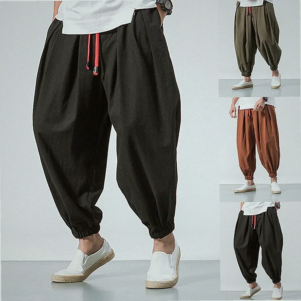 Herren Oversize Harem Jogginghose Loose Fit Hose 95% Polyester 5% Elasthan