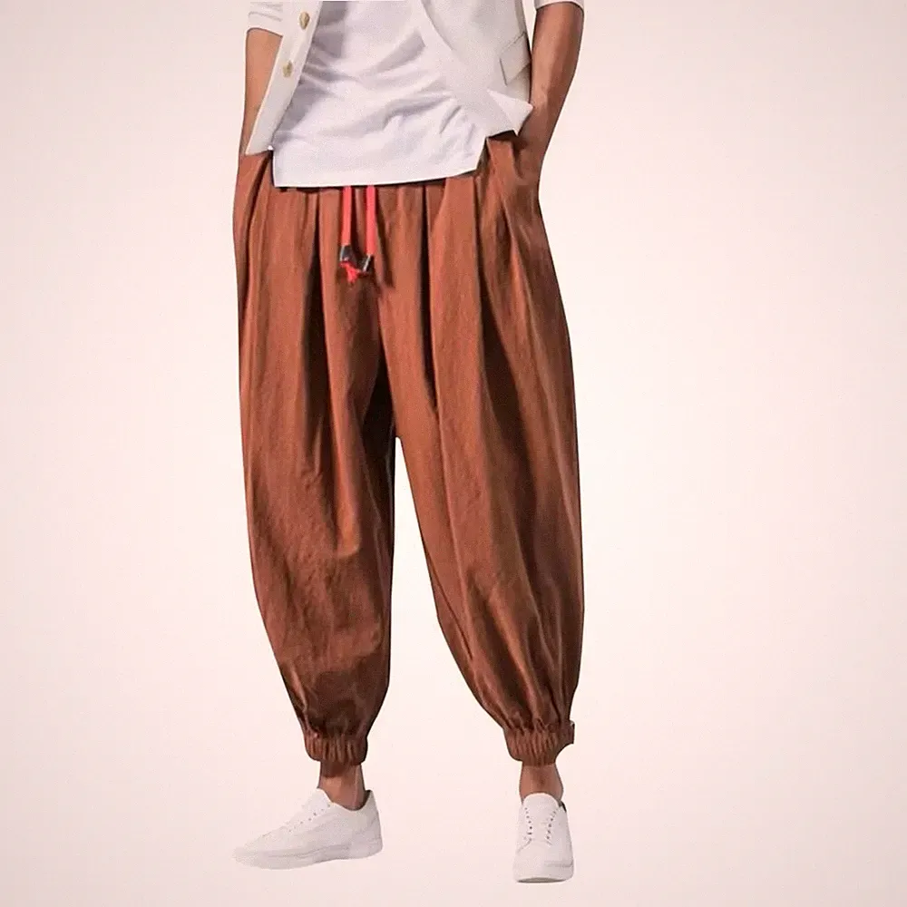 Herren Oversize Harem Jogginghose Loose Fit Hose 95% Polyester 5% Elasthan