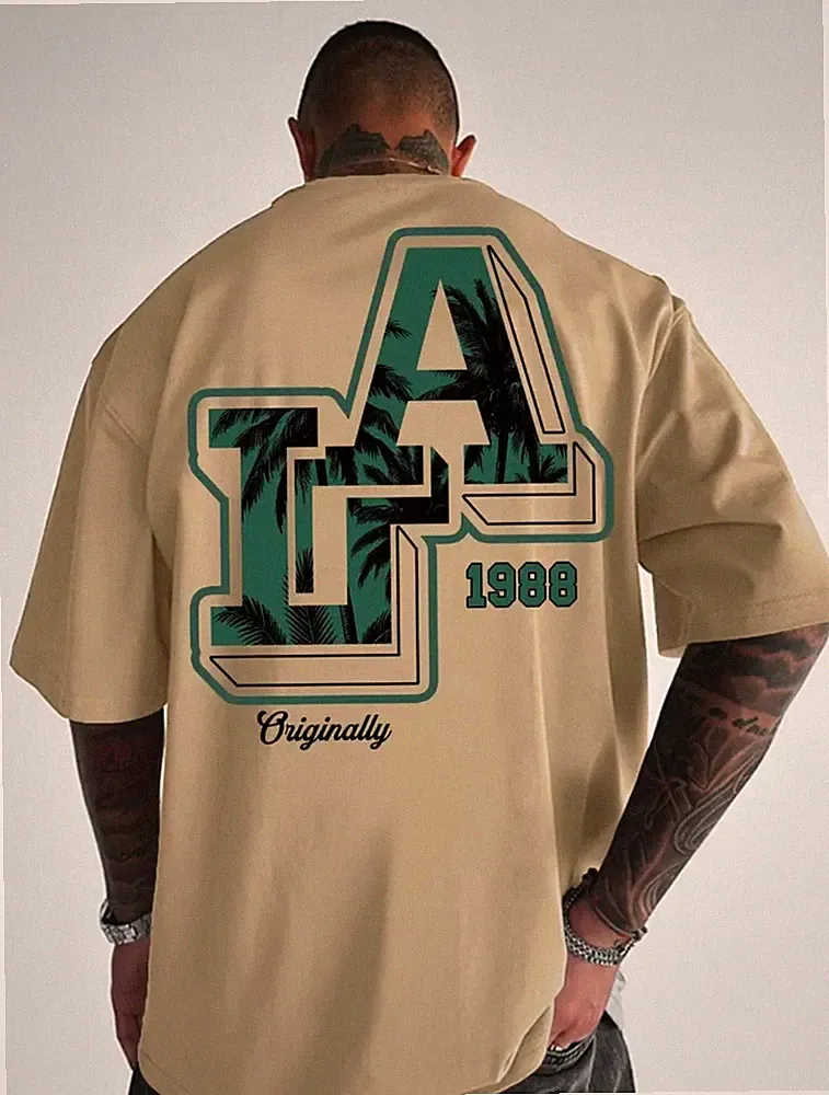 Herren Oversize T-Shirt LA 1988 coole Streetwear Shirts Fahsion Mode Lifestyle