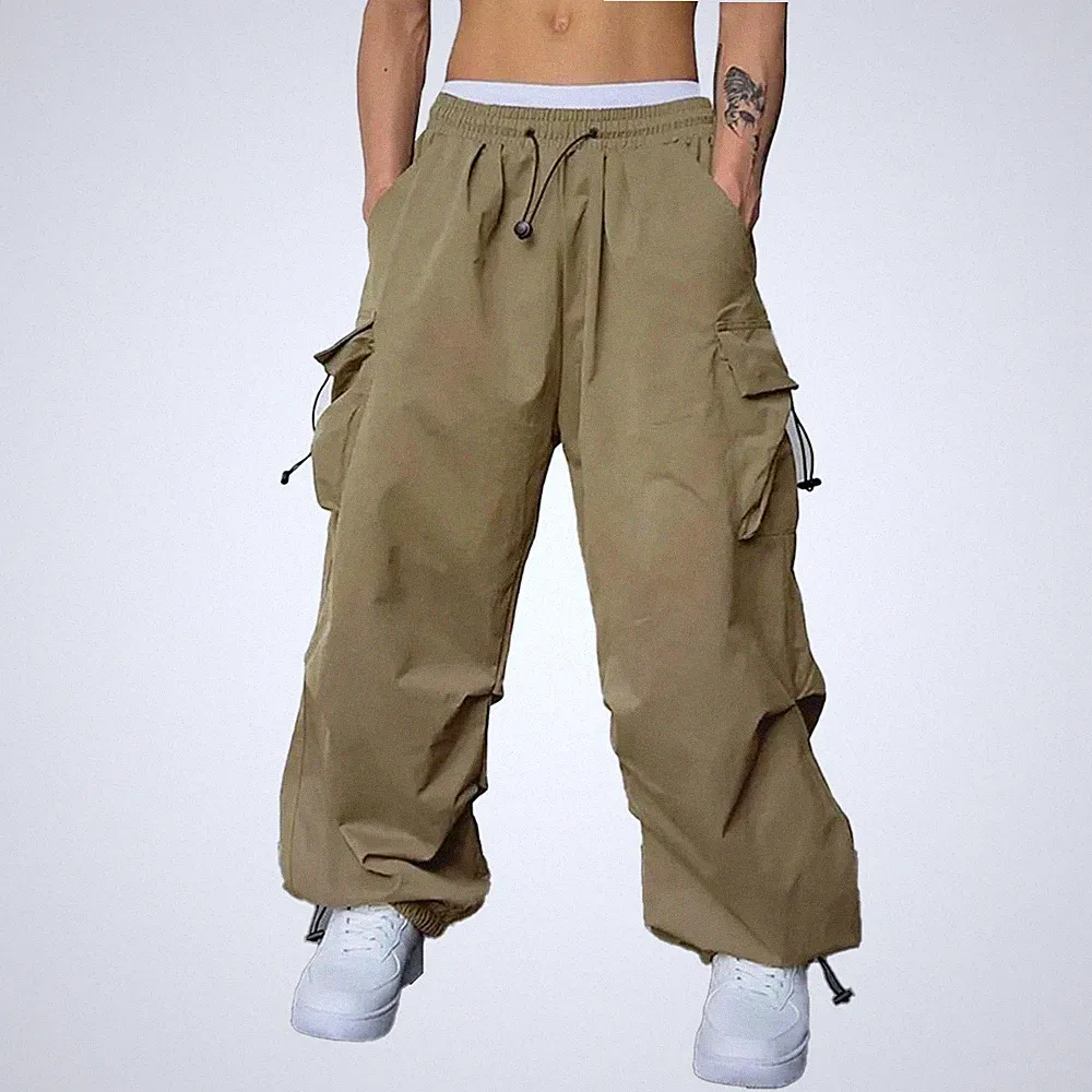 Herren Oversized Harajuku Cargo Hose Vintage Y2k Wide Leg Jogger Jogginghose