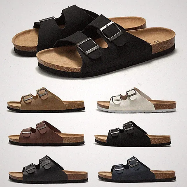 Herren Pantoletten Schuhe Hauslatschen Korksohle Hausschlappen Damen Gemütliche
