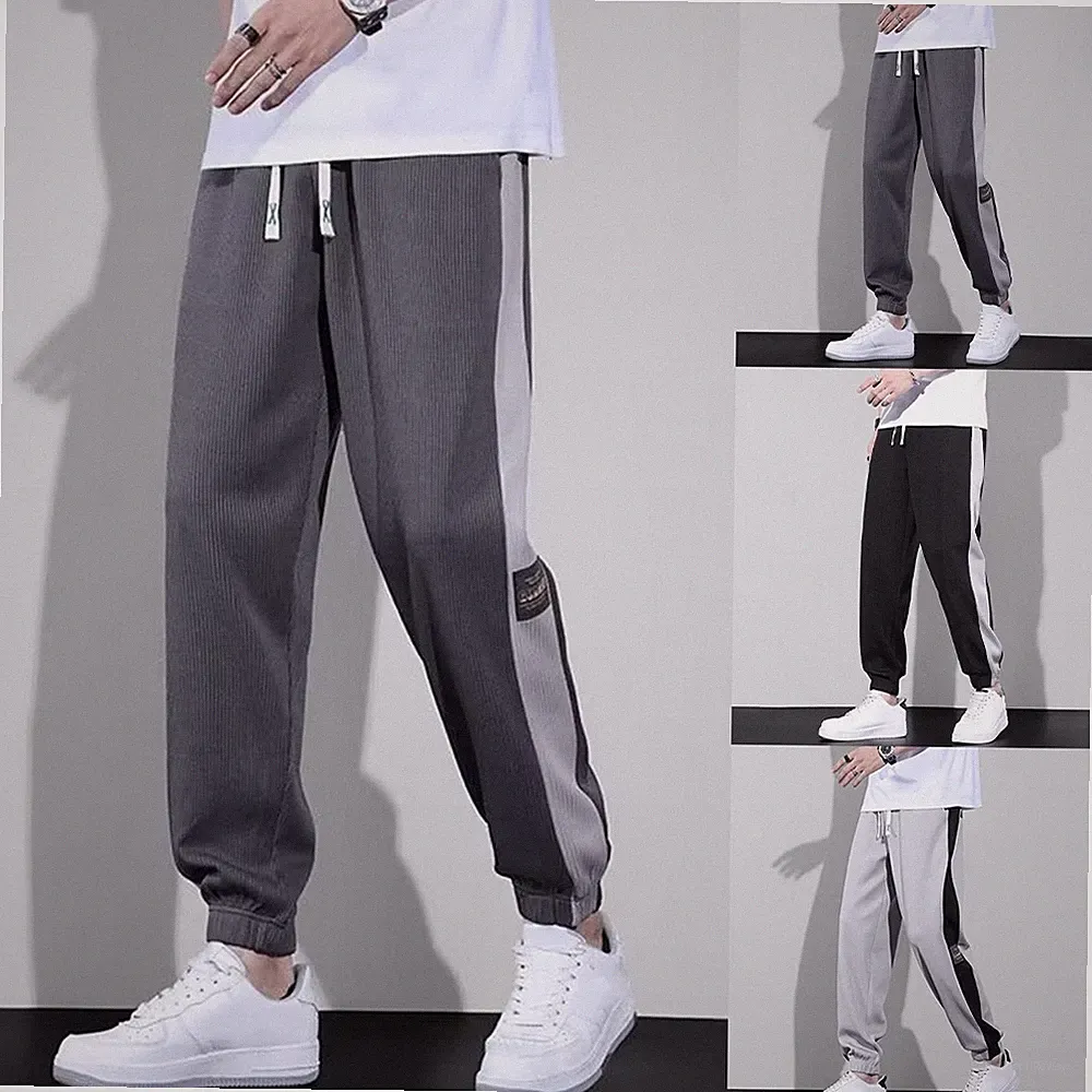 Herren Patchwork Jogginghose Bündchen volle Länge für Slim Fit H