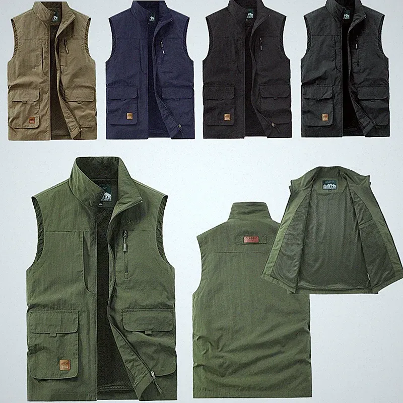 Herren Plain Weste Mit Pocket Outdoor Trekking Anglerweste Wandern Arbeits Weste