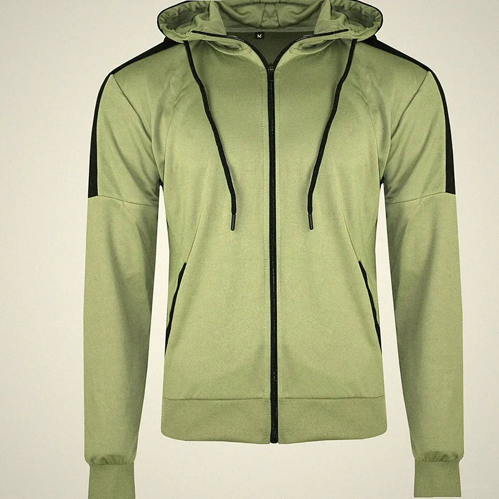 Herren Polyester Kontrast Trainingsanzug Stil Slim Fit Jogginghose Unten Zip