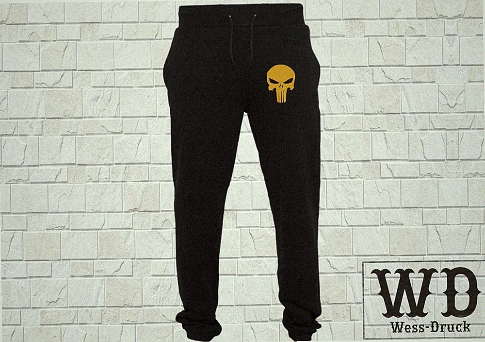 Herren Punisher Jogginghose bestickt Jogger Sporthose Laufhose Sticken S - 5XL