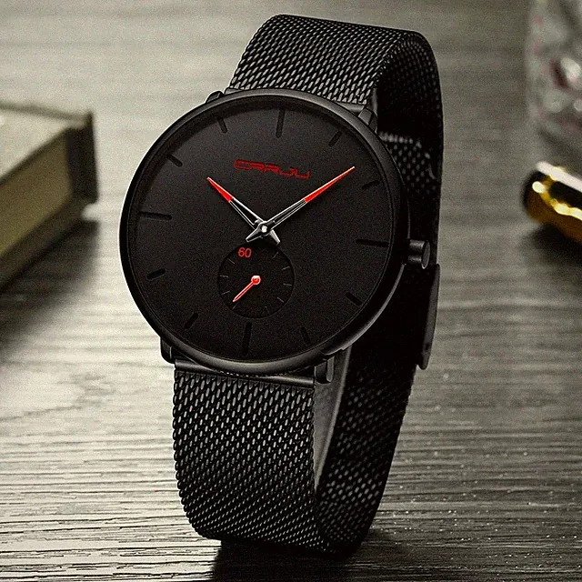 Herren Quarzuhr Ultradünn Edelstahl Wasserdicht Business Elegante Armbanduhr