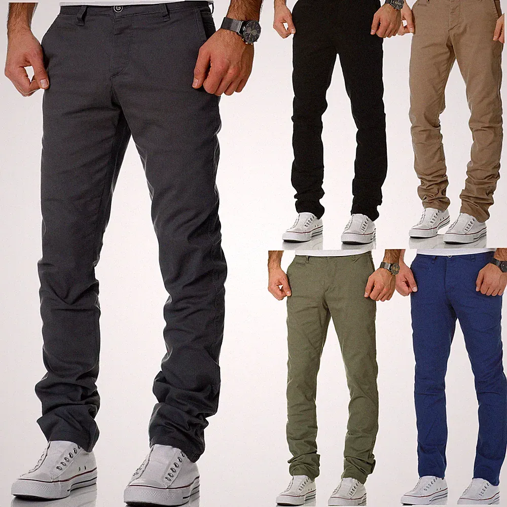 Herren Regular Slim Stretch Chino Jeans Hose Fit 1-7010