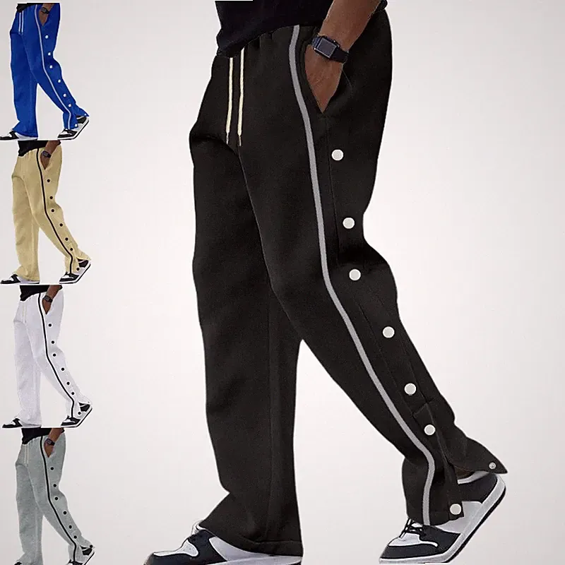 Herren Reha-Hose mit Druckknöpfe Für Jogging Tranings Lockere Sporthose