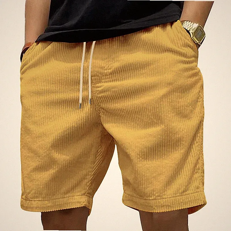 Herren Retro Cord-Freizeithose Casual Kurze Hose Sport Atmungsaktive Jogginghose