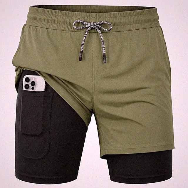 Herren Running Shorts, 2 in 1 Shorts Men Laufshorts Fitness Sporthose Kurz Jo...
