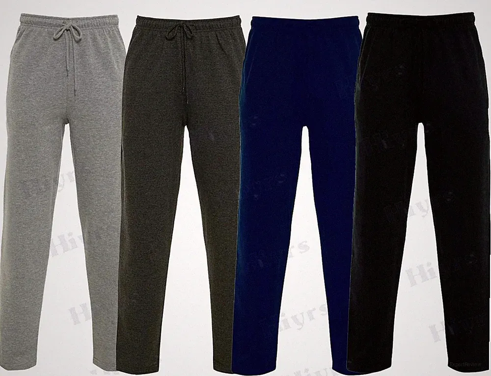Herren Schlichte Fleece Jogginghose Mit Reißverschluss Und Tasche Offener Saum