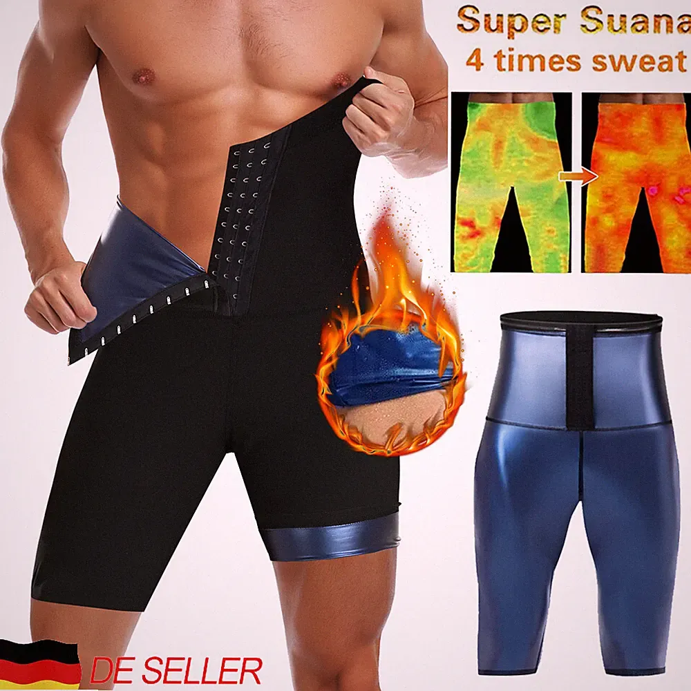 Herren Schweiß Sauna Shorts Workout Sporthose Thermo Caprihose Shaper Kurz Hosen