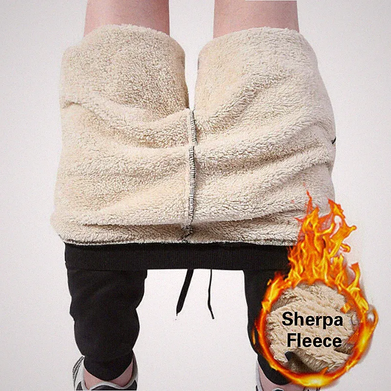 Herren Sherpa-Fleece Gefüttert Hose Laufen Jogginghose Warm Übergröße Hosen