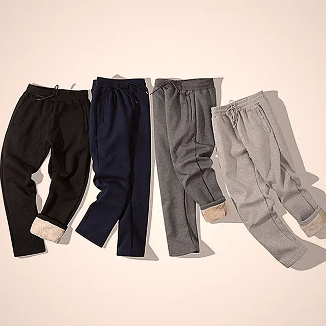 Herren Sherpa-Fleece Gefüttert Hose Thermal Gerades Bein Freizeit Sport Hosen