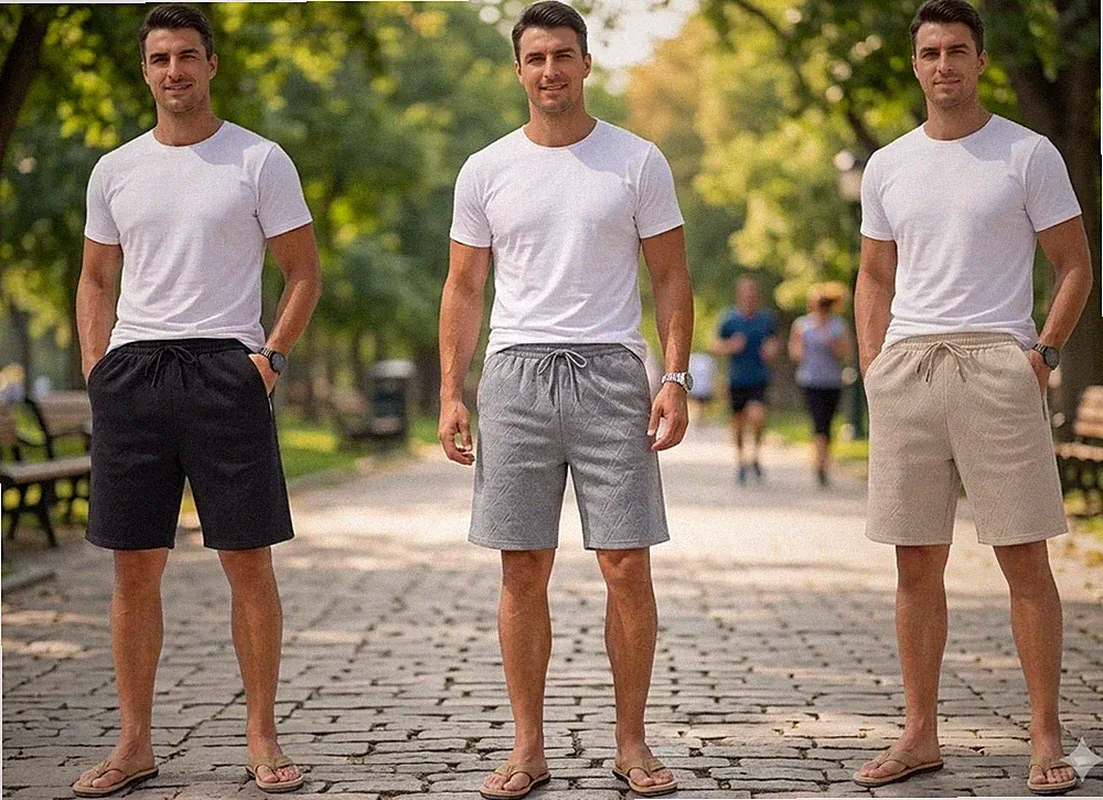 Herren Shorts für Fitness Laufen Jogginghose Gummibund Fleece Halbhose