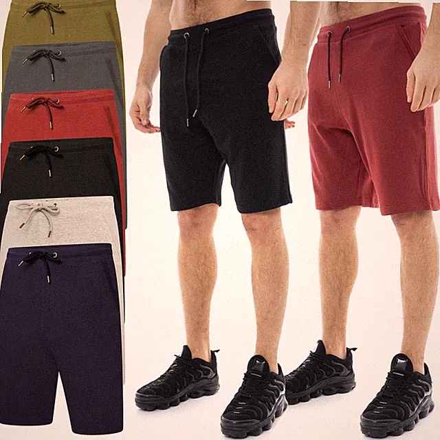 Herren Shorts Gym Halb Hose Fleece Jogger Sweat Laufen Lounge Gummizug Freizeit