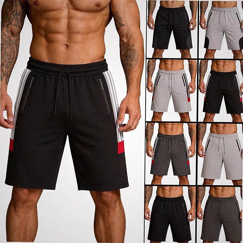 Herren Shorts Kurze Jogginghose Sporthose Sweatshorts Freizeit Reißverschluss