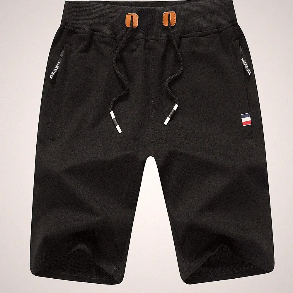 Herren Shorts Sport Fitness Baumwolle Jogginghose mit Reißverschlusstaschen L